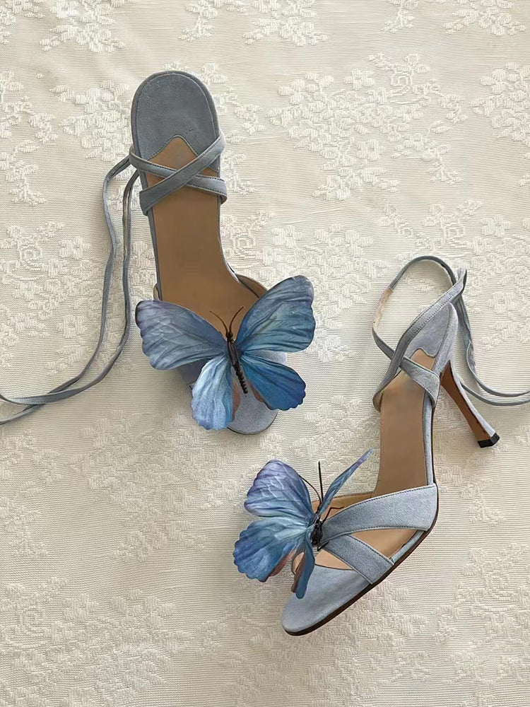 Unique Design Butterfly Embellished Stiletto Sandals | ZAKAPOP
