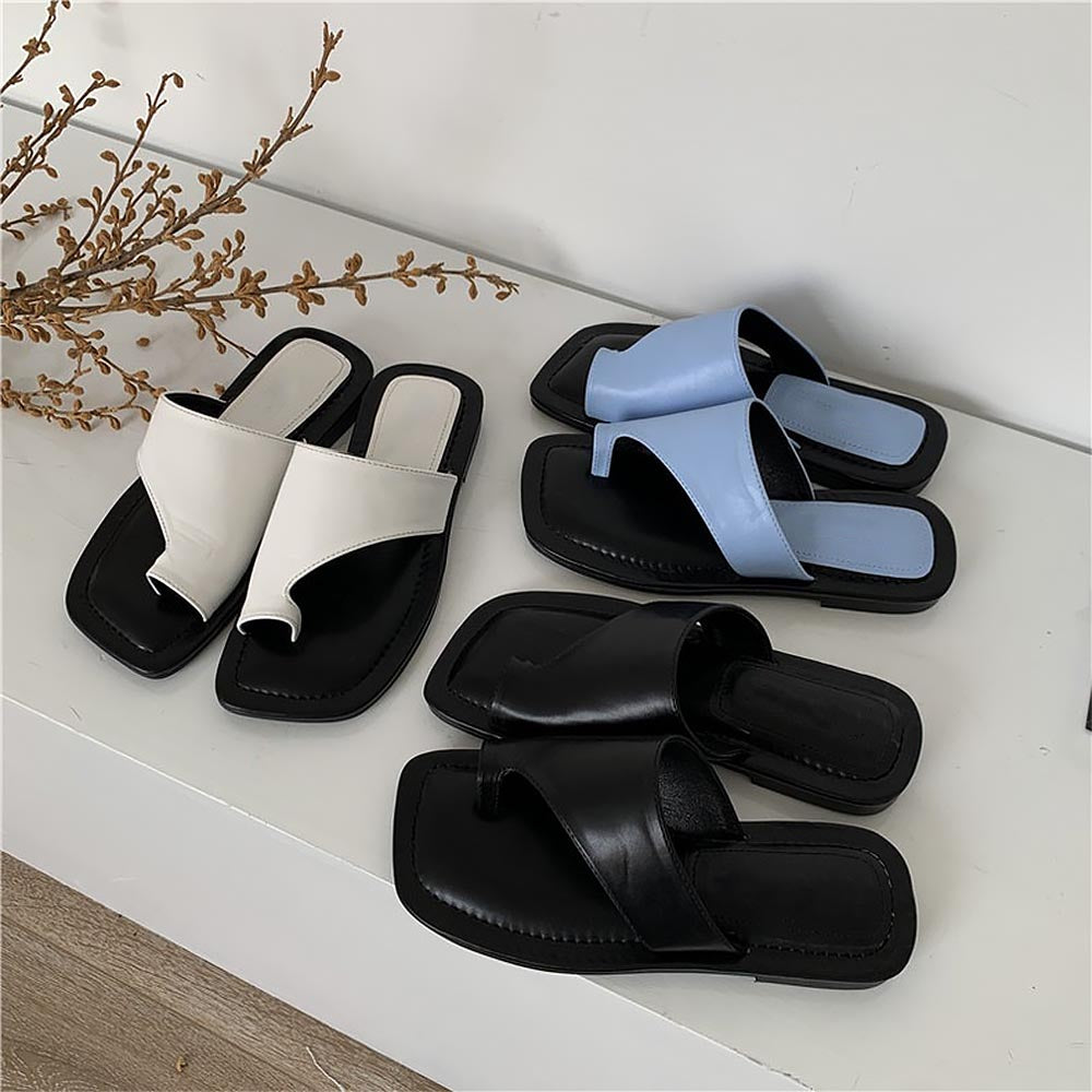 Women's Simple Square Toe Slip-On Outdoor Sandals | ZAKAPOP