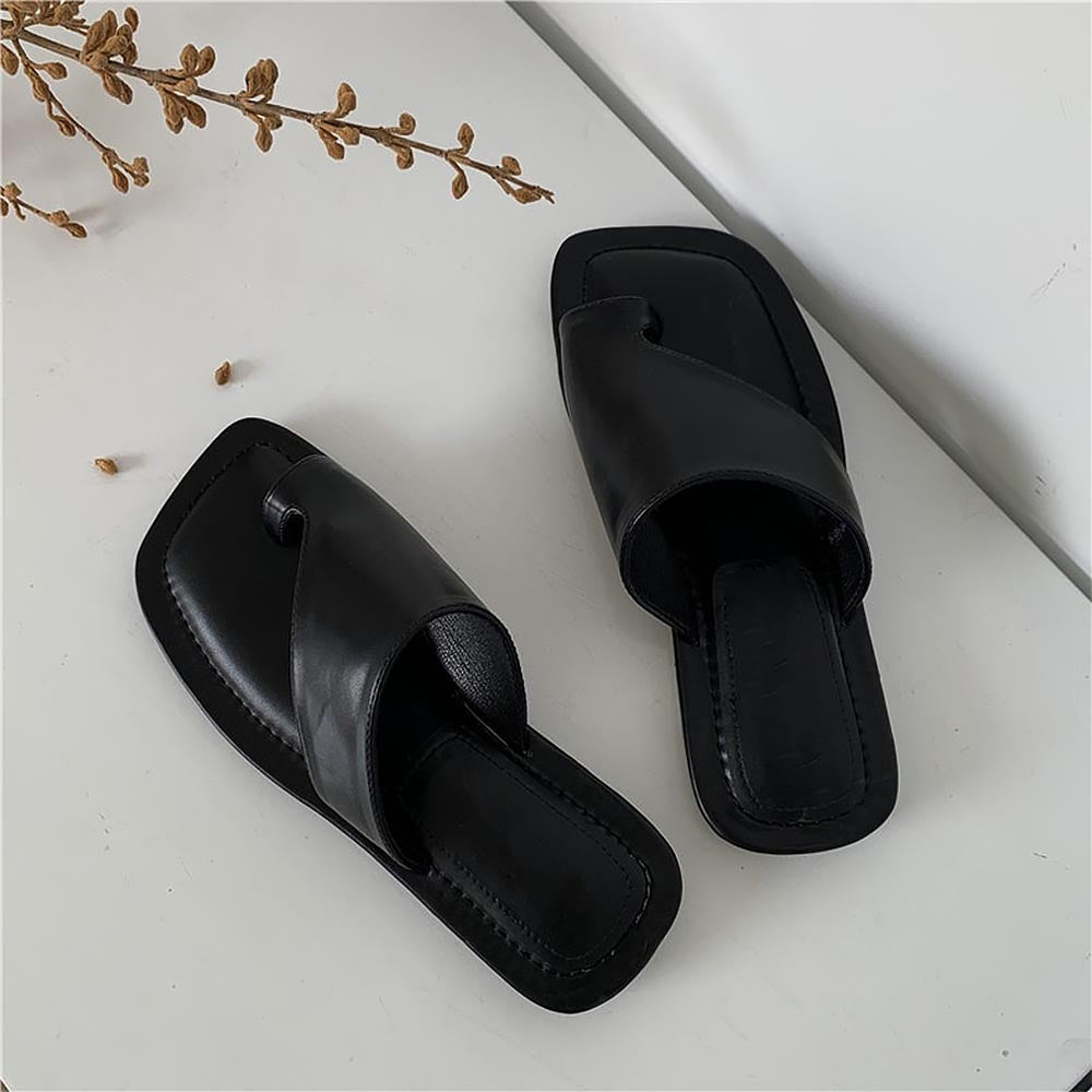 Women's Simple Square Toe Slip-On Outdoor Sandals | ZAKAPOP