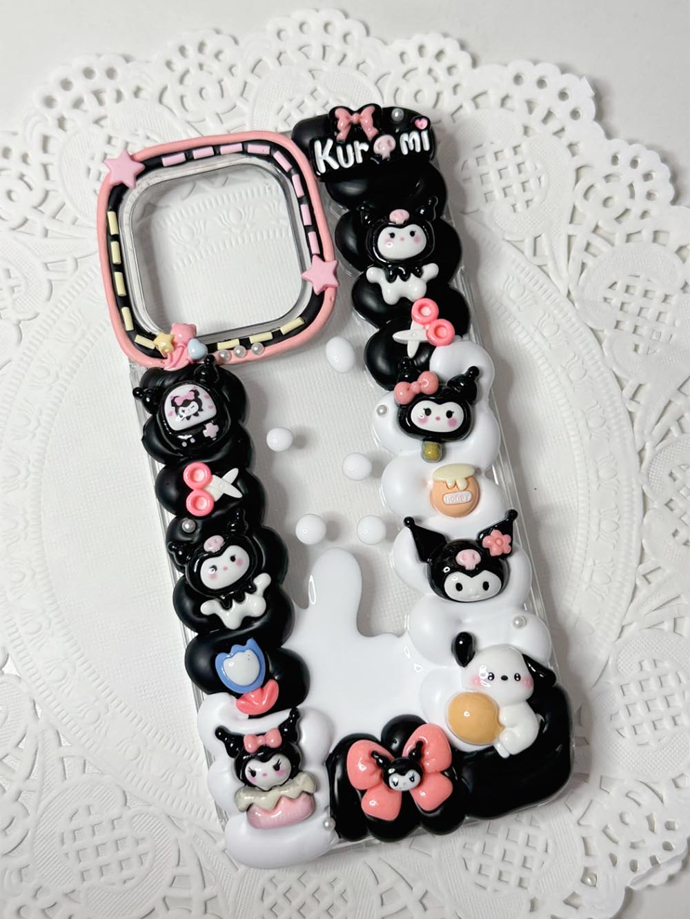 Black and White Cartoon Character Border Frosting Phone Case | ZAKAPOP