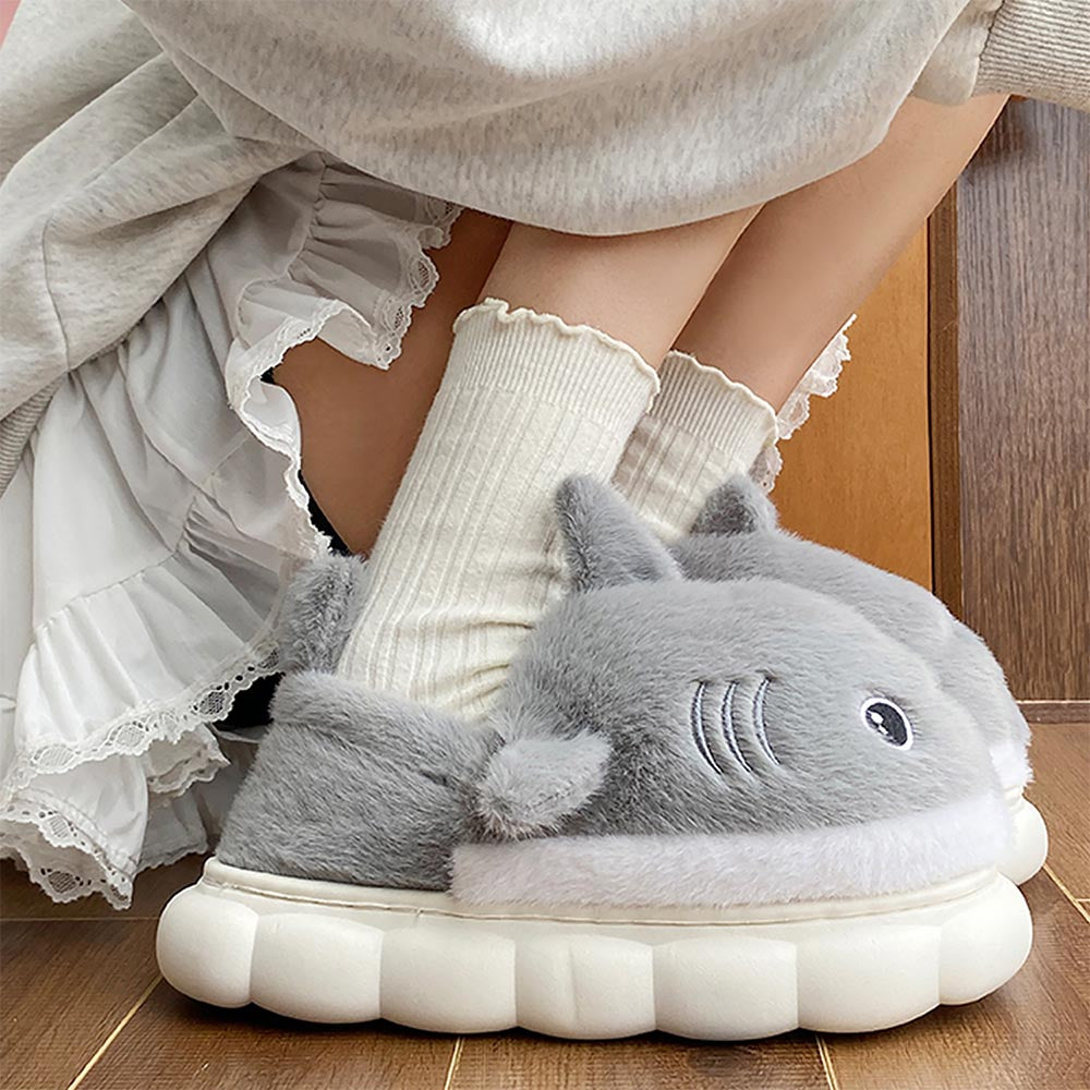 Cartoon Shark Couples' Winter Slippers | ZAKAPOP