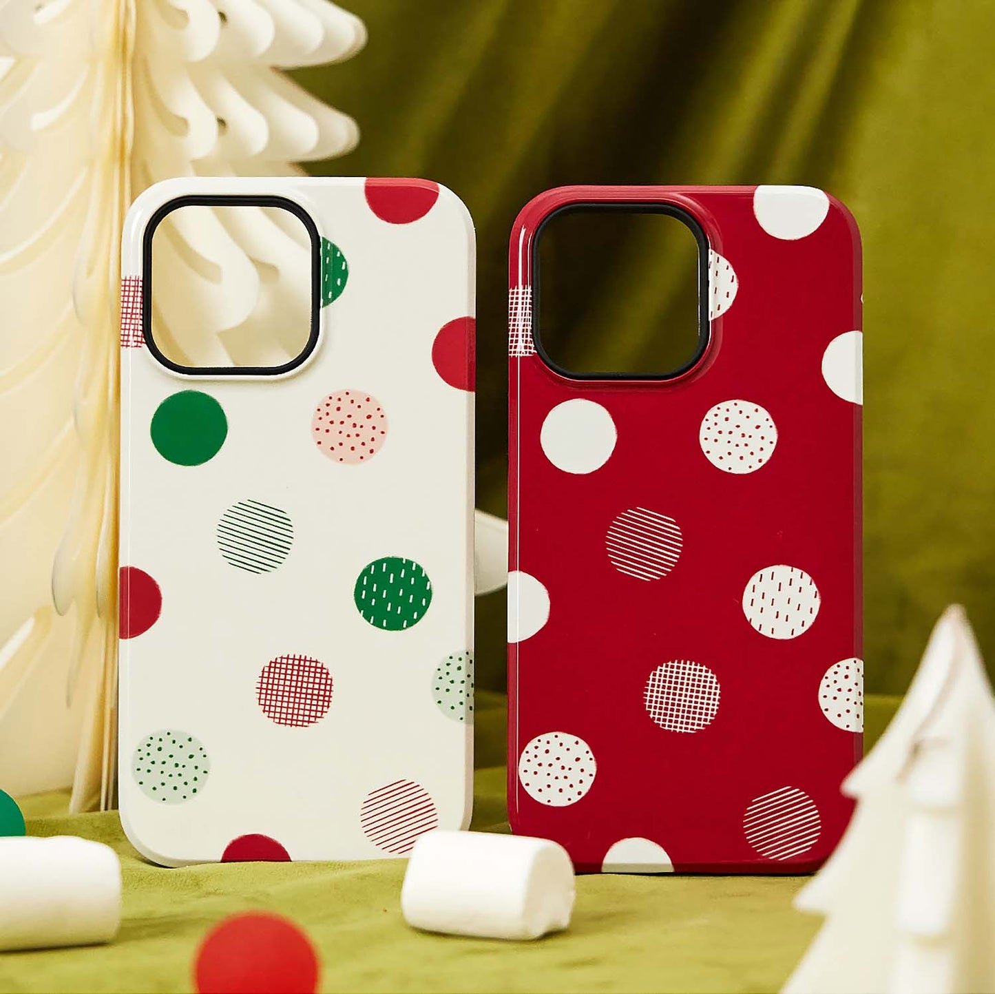 Original Red Christmas Polka Dot Film iPhone Hard Case | ZAKAPOP