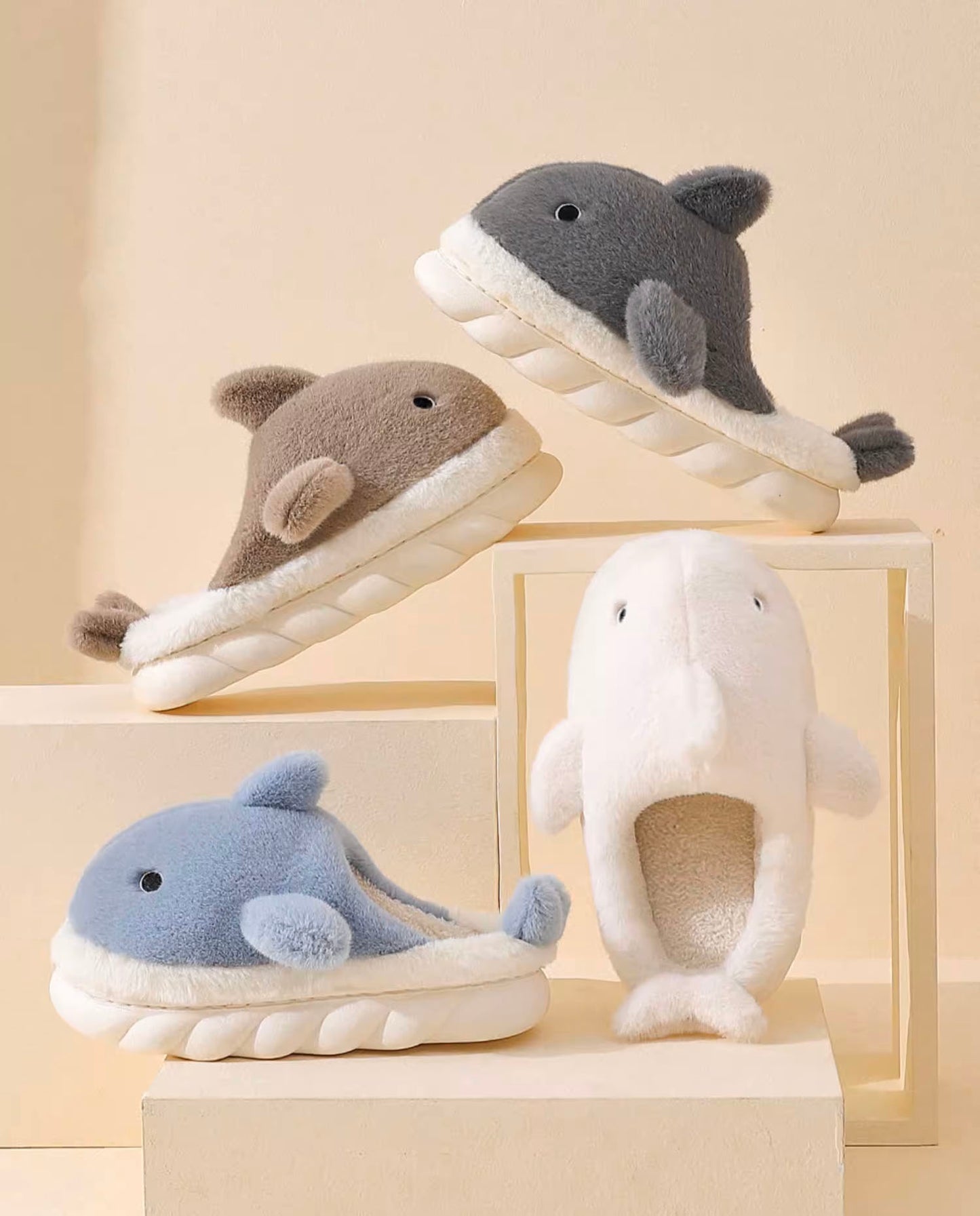 Cartoon Whale Half Drag Winter Slides(Adults) | ZAKAPOP