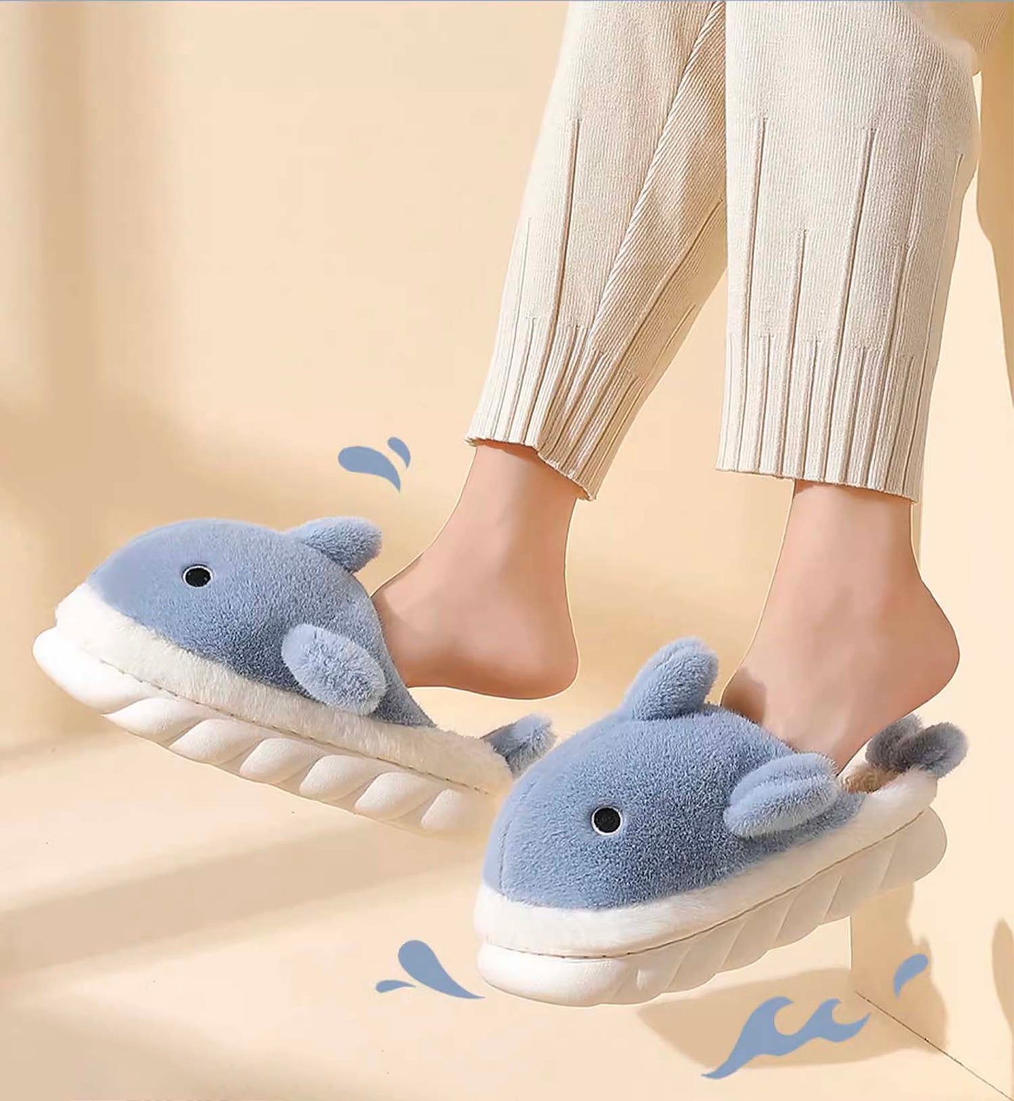 Cartoon Whale Half Drag Winter Slides(Adults) | ZAKAPOP