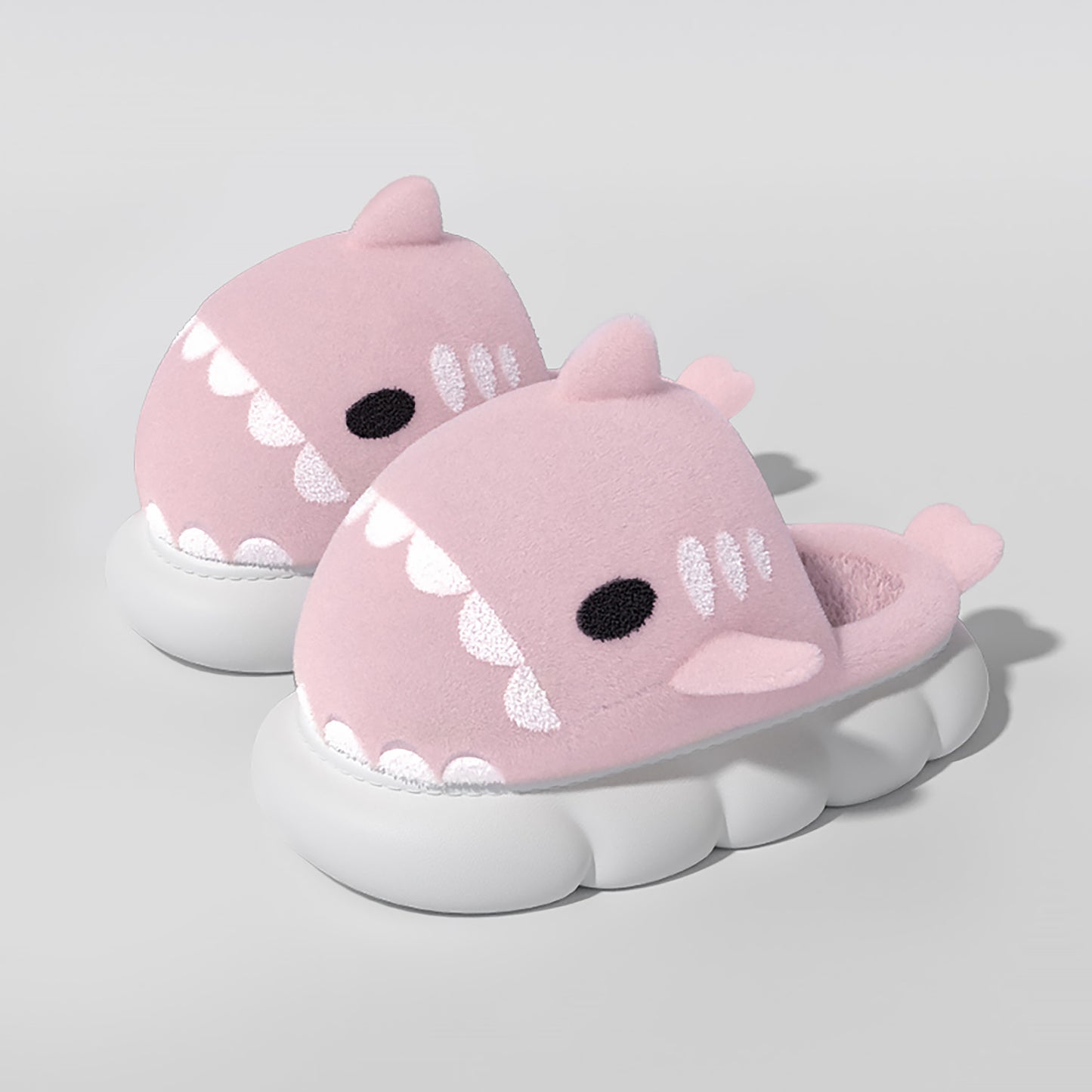 Couple Plush Cotton Outwear Winter Cartoon Shark Slides(Adults) | ZAKAPOP