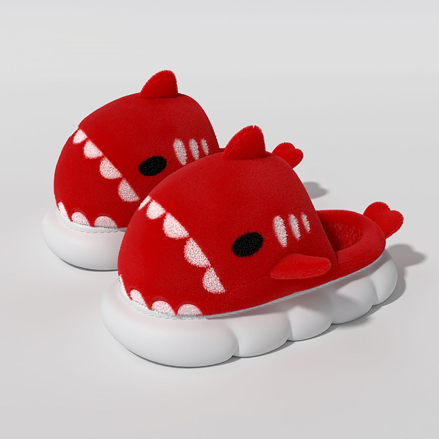 Couple Plush Cotton Outwear Winter Cartoon Shark Slides(Adults) | ZAKAPOP