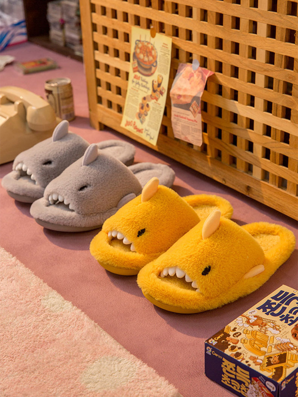 Couples Cartoon Shark Winter Home Slippers with Soft Soles (Adults) | ZAKAPOP