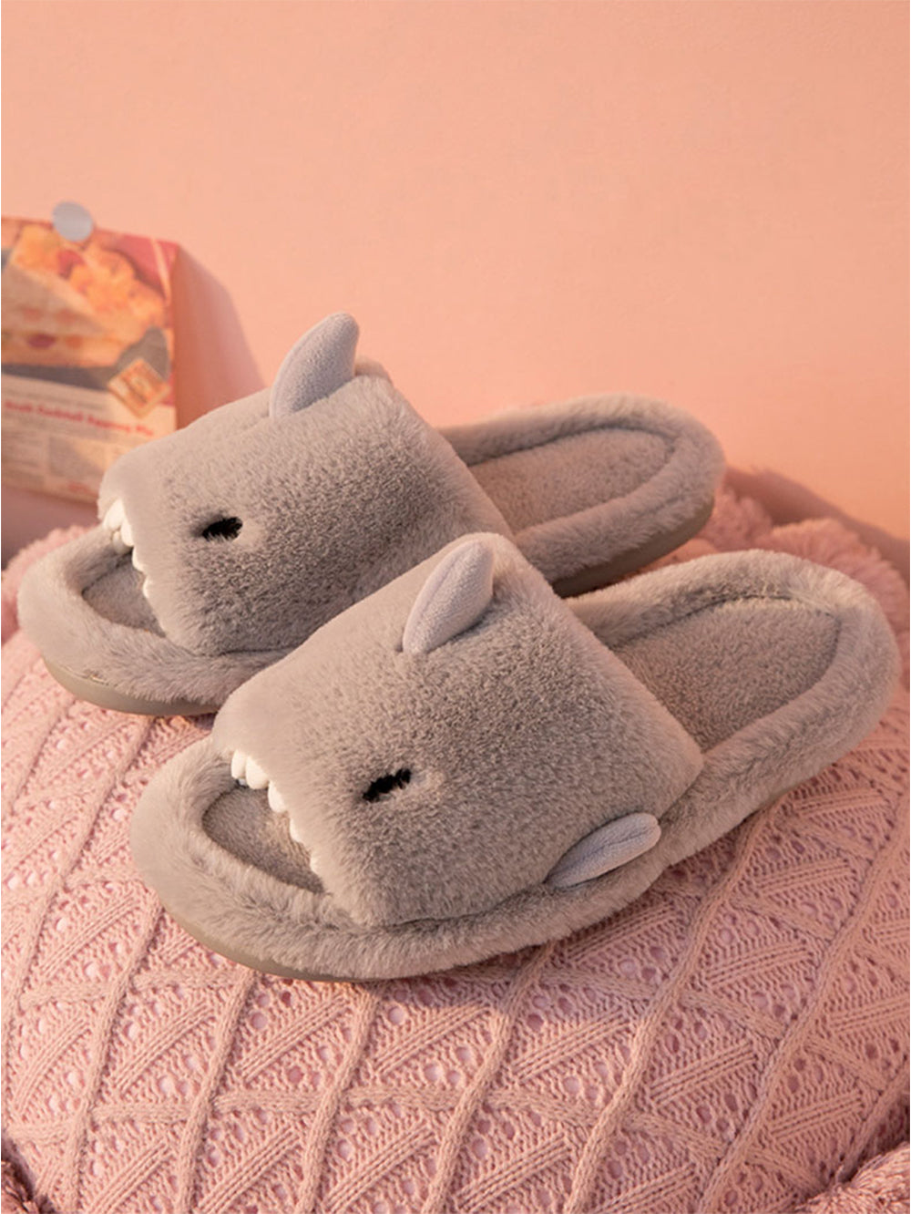 Couples Cartoon Shark Winter Home Slippers with Soft Soles (Adults) | ZAKAPOP