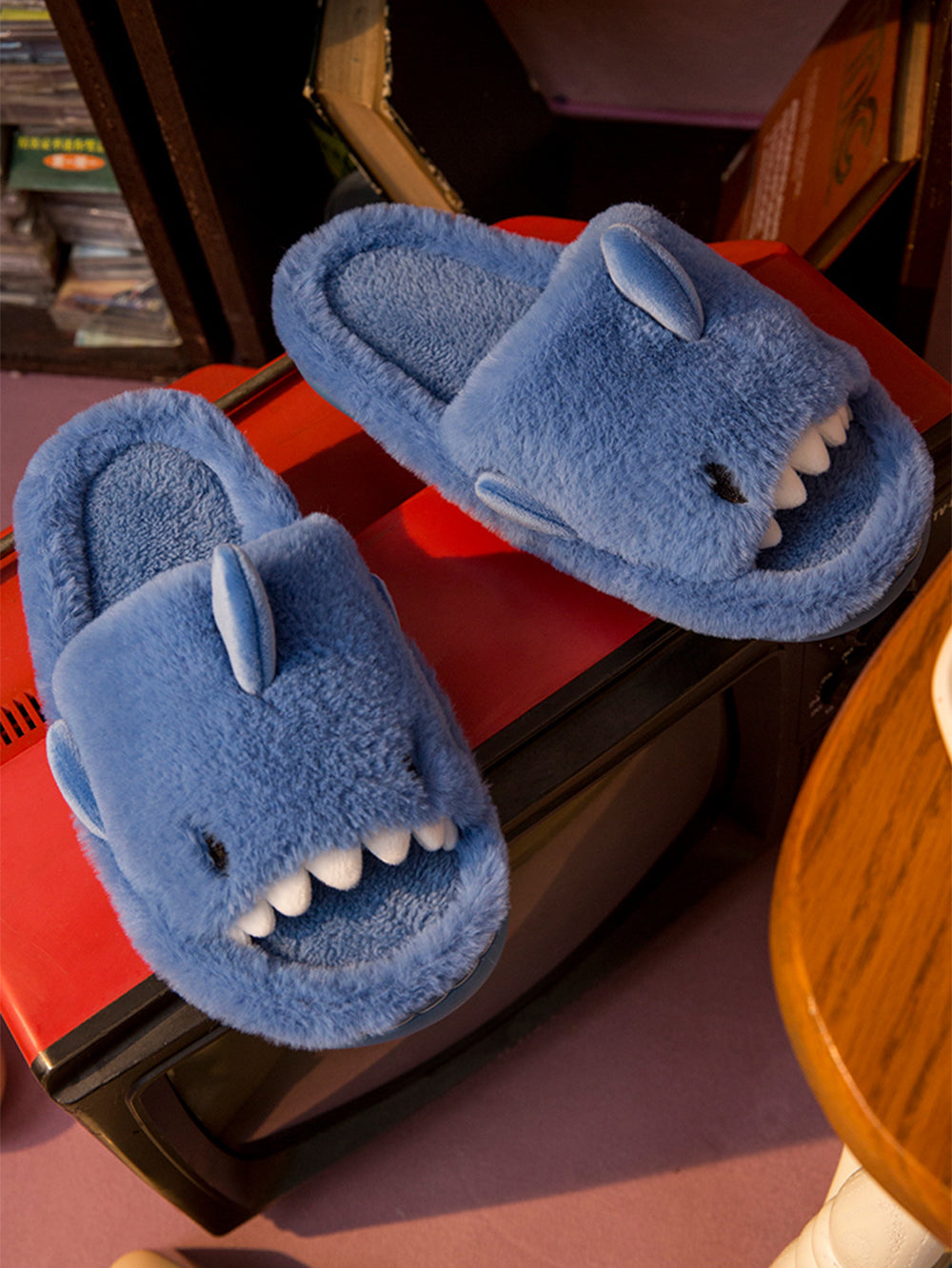 Couples Cartoon Shark Winter Home Slippers with Soft Soles (Adults) | ZAKAPOP