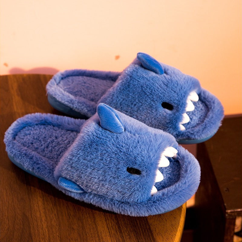 Couples Cartoon Shark Winter Home Slippers with Soft Soles (Adults) | ZAKAPOP