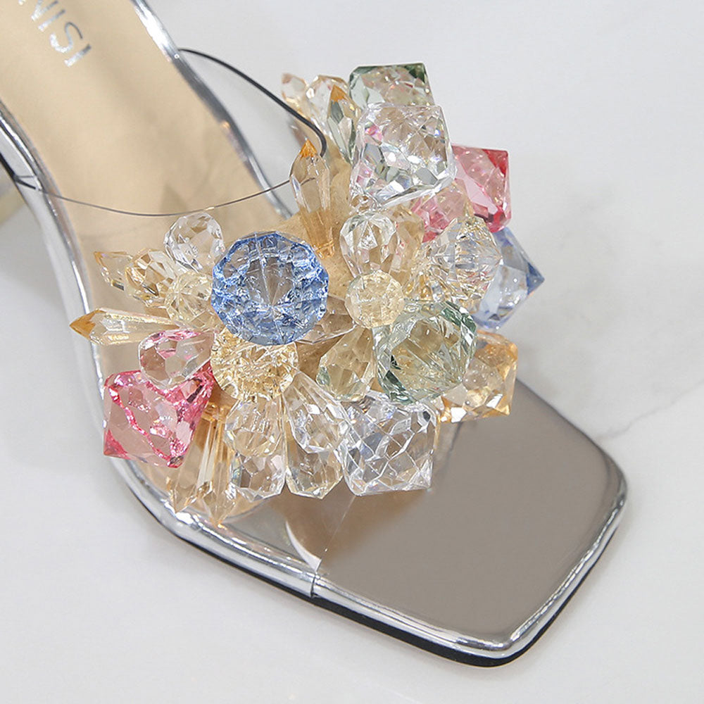 Crystal Splicing Clear High Heel Slippers | ZAKAPOP