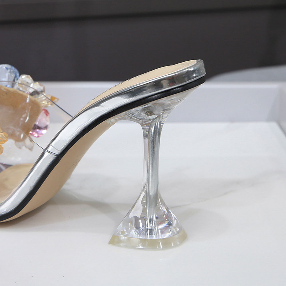 Crystal Splicing Clear High Heel Slippers | ZAKAPOP