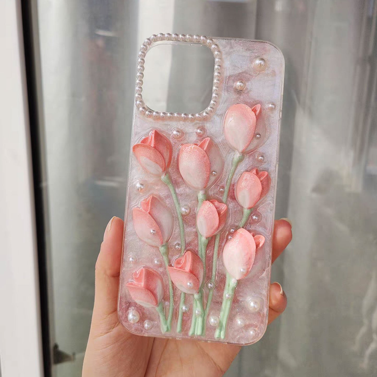 Handmade Glazed Tulip Flowers Phone Case for iPhone | ZAKAPOP