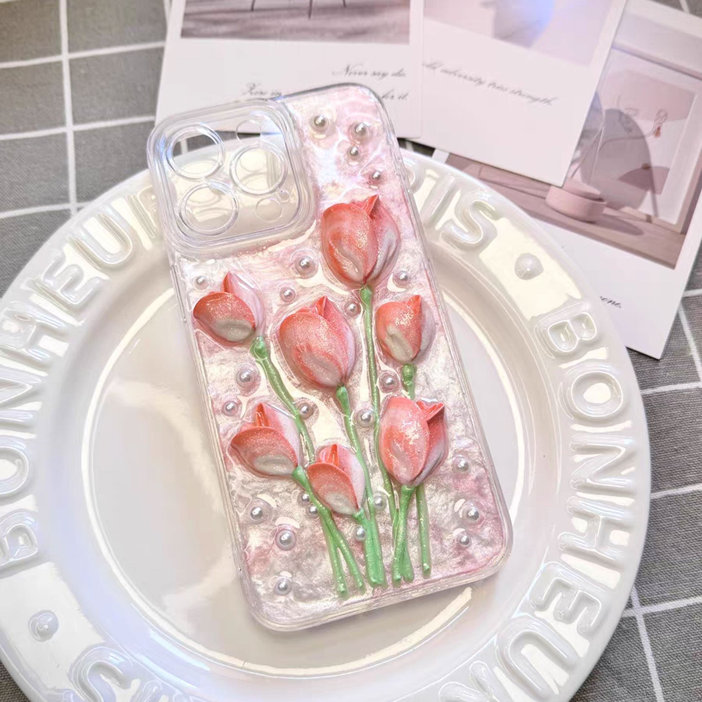 Handmade Glazed Tulip Flowers Phone Case for iPhone | ZAKAPOP