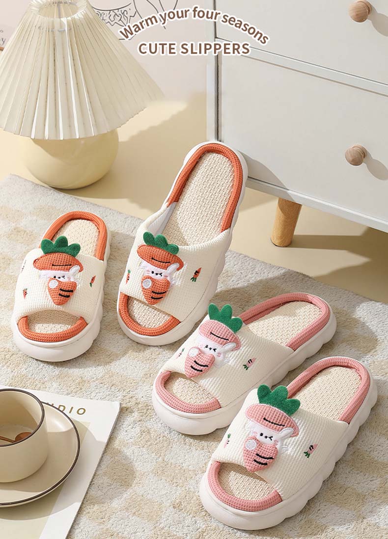 Cute Cartoon Carrot Rabbit Thick Sole Slippers | ZAKAPOP