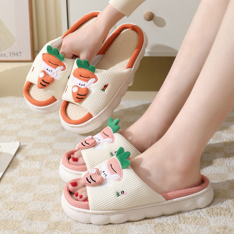 Cute Cartoon Carrot Rabbit Thick Sole Slippers | ZAKAPOP