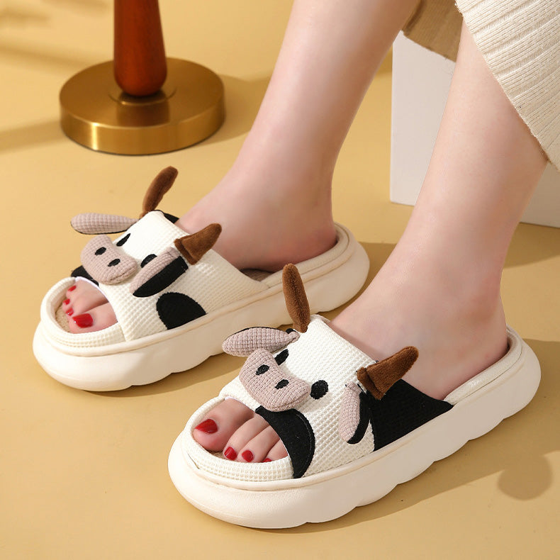 Cute Cartoon Cow Thick Sole Slippers | ZAKAPOP