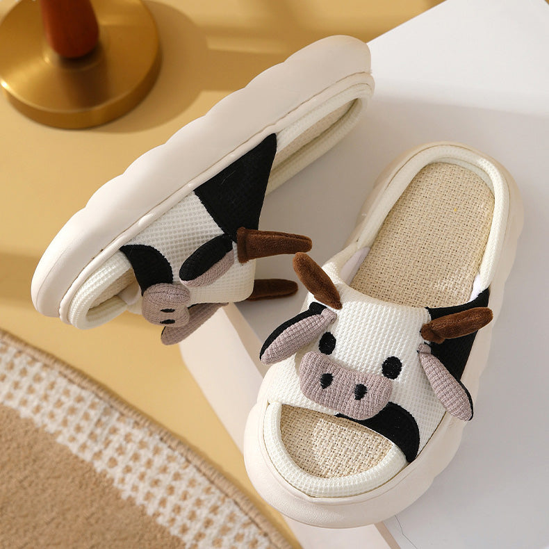 Cute Cartoon Cow Thick Sole Slippers | ZAKAPOP