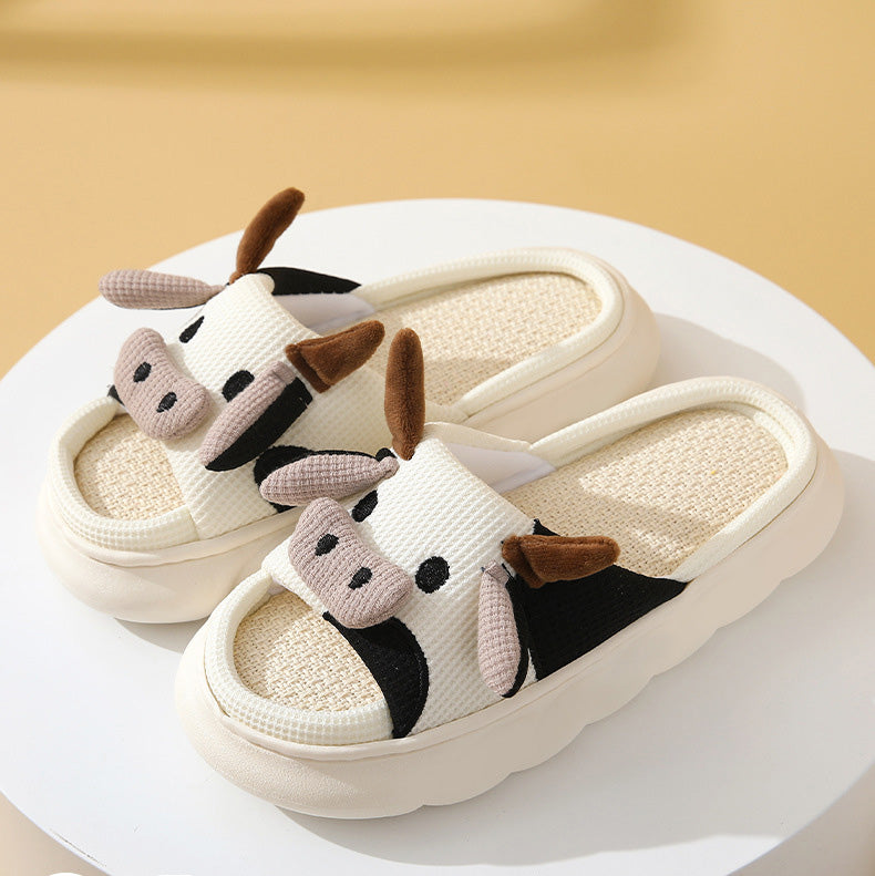 Cute Cartoon Cow Thick Sole Slippers | ZAKAPOP