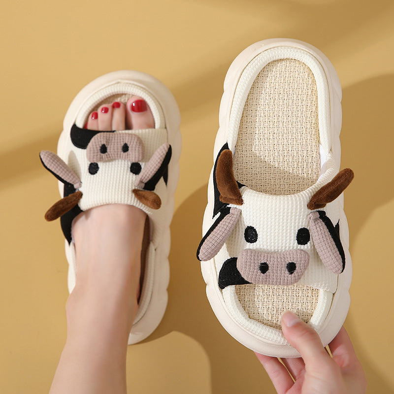 Cute Cartoon Cow Thick Sole Slippers | ZAKAPOP