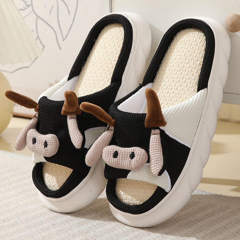 Cute Cartoon Cow Thick Sole Slippers | ZAKAPOP