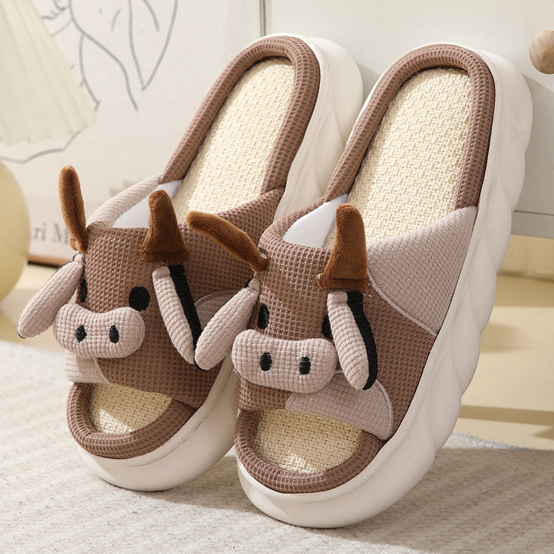 Cute Cartoon Cow Thick Sole Slippers | ZAKAPOP