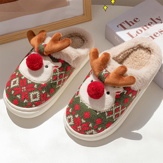 Cute Christmas Reindeer Winter Slippers | ZAKAPOP