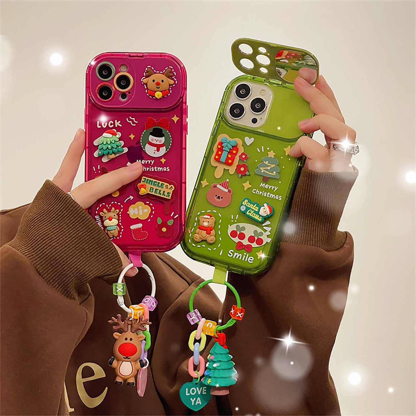 Cute Elk Pendant Flip Christmas Phone Case For iPhone | ZAKAPOP