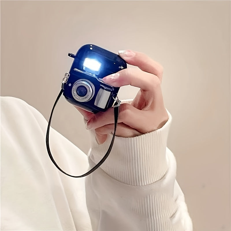 Cute LED Flash Camera Earphone Shell with Strap for Airpods | ZAKAPOP