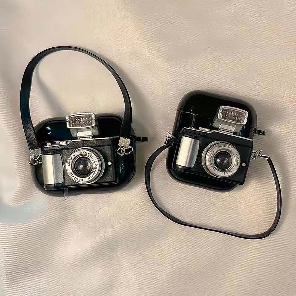 Cute LED Flash Camera Earphone Shell with Strap for Airpods | ZAKAPOP