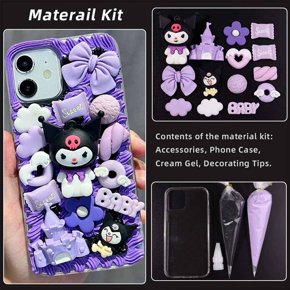 Cute Purple & Pink Anime Character Decoden Phone Case | ZAKAPOP