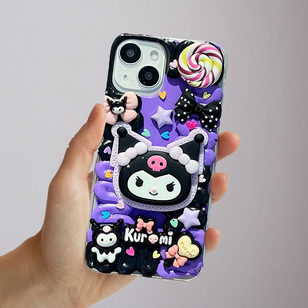 Cute Purple & Pink Anime Character Decoden Phone Case | ZAKAPOP