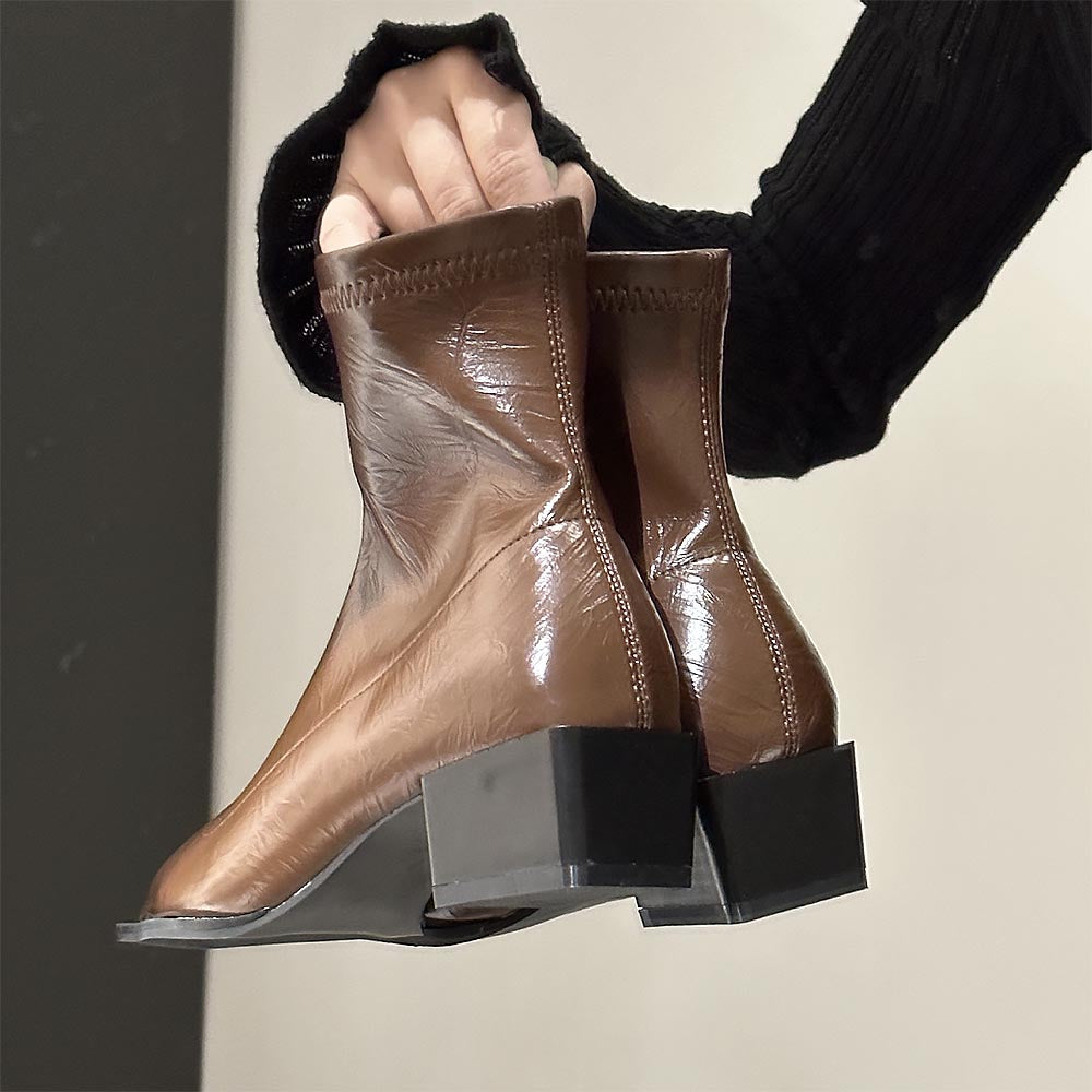 Fashion Chunky Heel Slim Martin Boots | ZAKAPOP