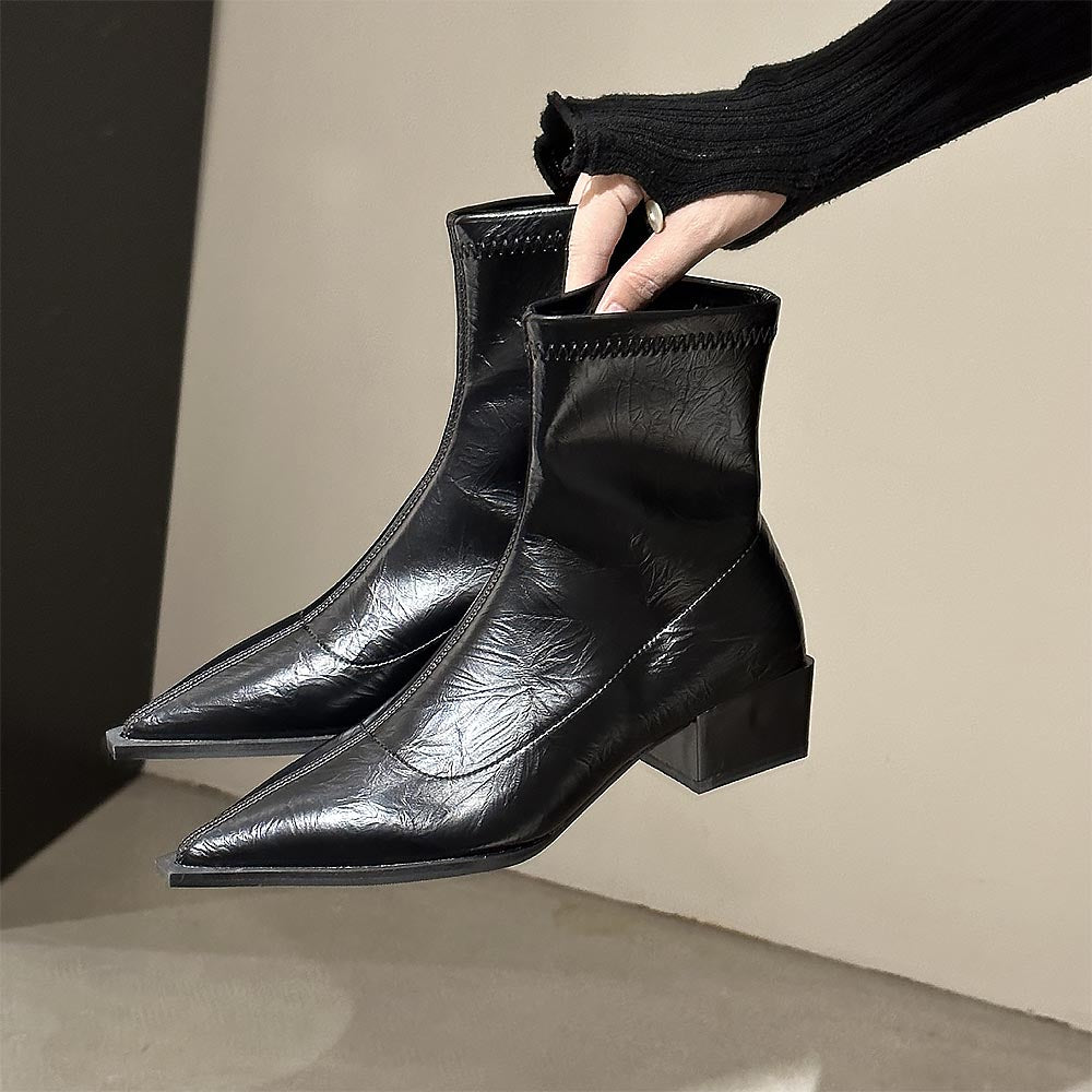 Fashion Chunky Heel Slim Martin Boots | ZAKAPOP