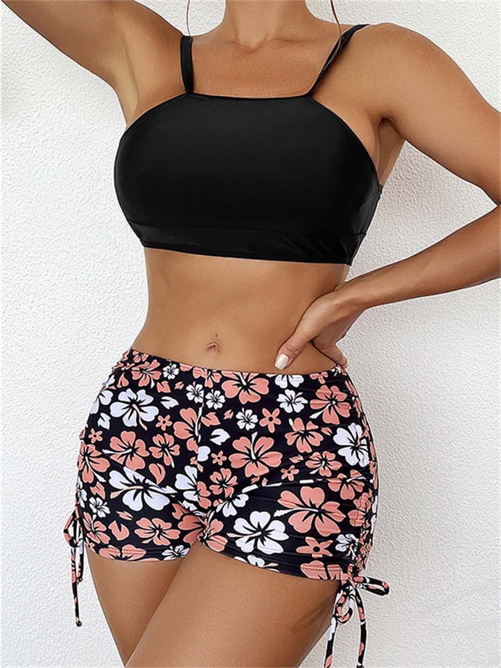 Floral Print Drawstring Side Bikini Swimsuit | ZAKAPOP