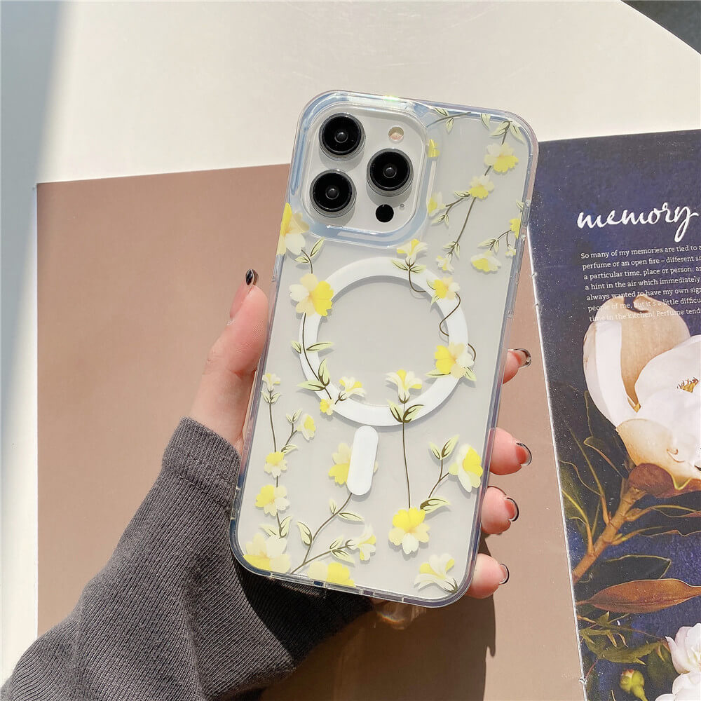 Floral Print Transparent Magnetic Phone Case | ZAKAPOP