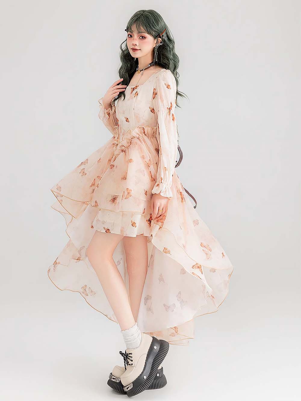 Fluttering Floral Square Collared Versatile Dress | ZAKAPOP