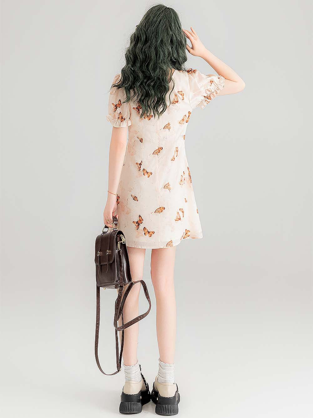 Fluttering Floral Square Collared Versatile Dress | ZAKAPOP