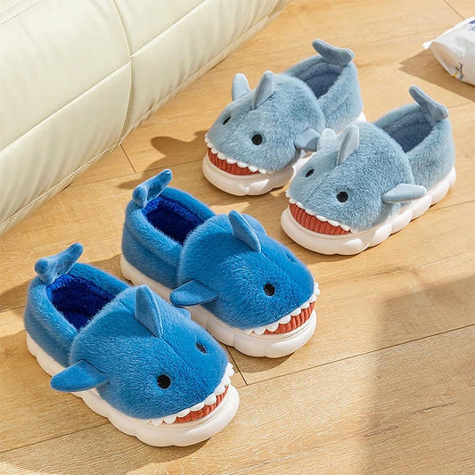 Full Heel Casual Plush Shark Slippers | ZAKAPOP