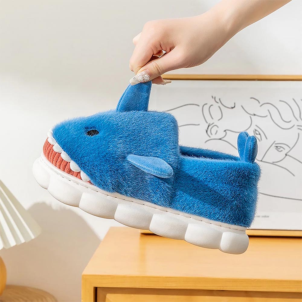 Full Heel Casual Plush Shark Slippers | ZAKAPOP