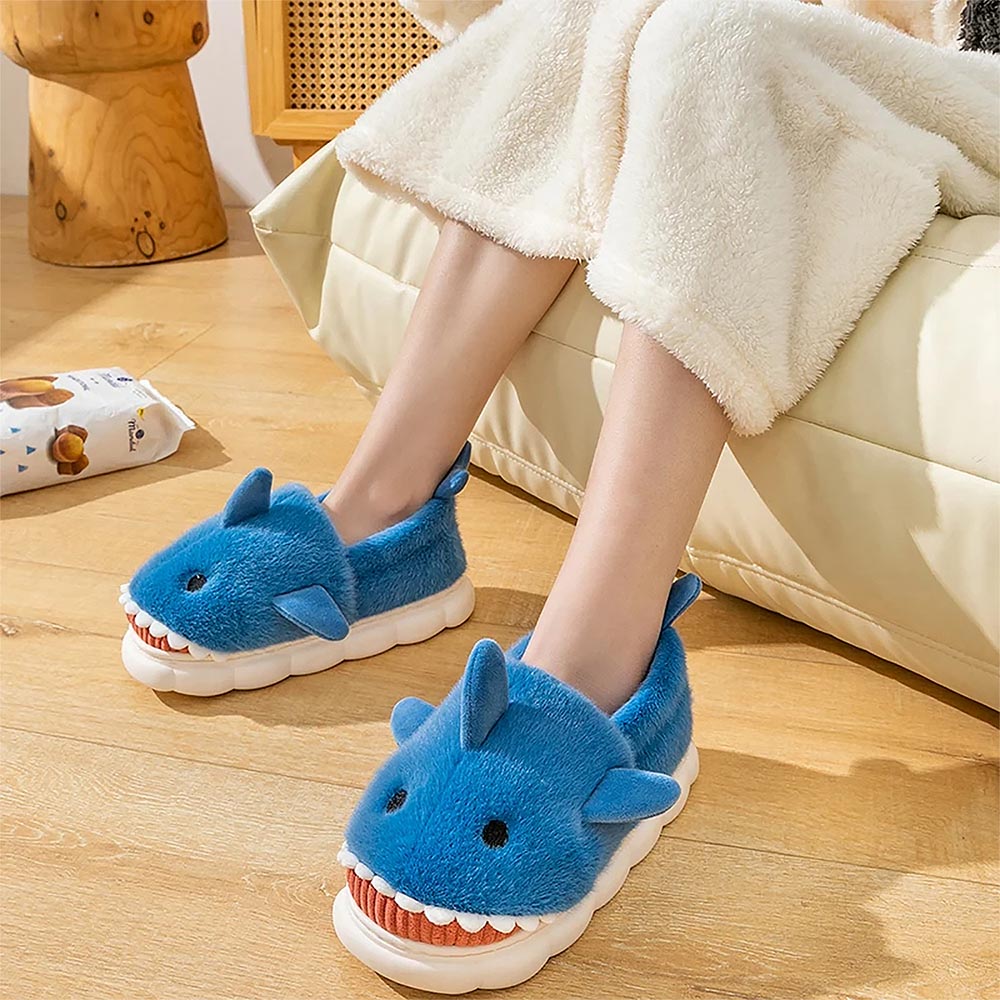 Full Heel Casual Plush Shark Slippers | ZAKAPOP