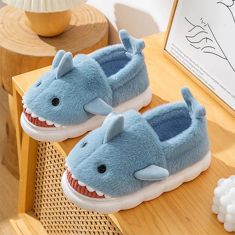 Full Heel Casual Plush Shark Slippers | ZAKAPOP