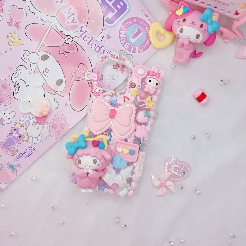 Handmade Pink Cartoon Character Cream Phone Case | ZAKAPOP