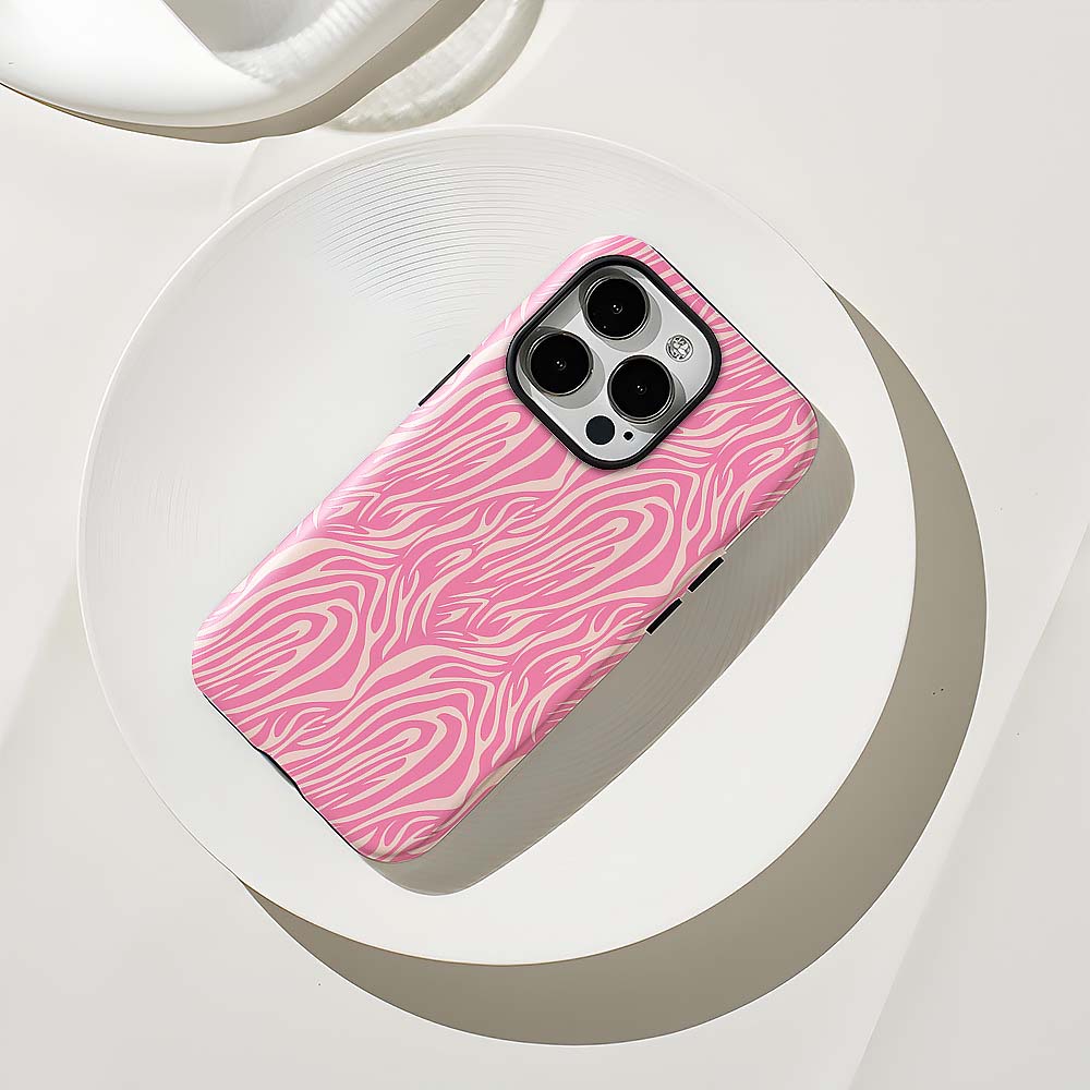 Girly Pink White Zebra Print iPhone Case | ZAKAPOP