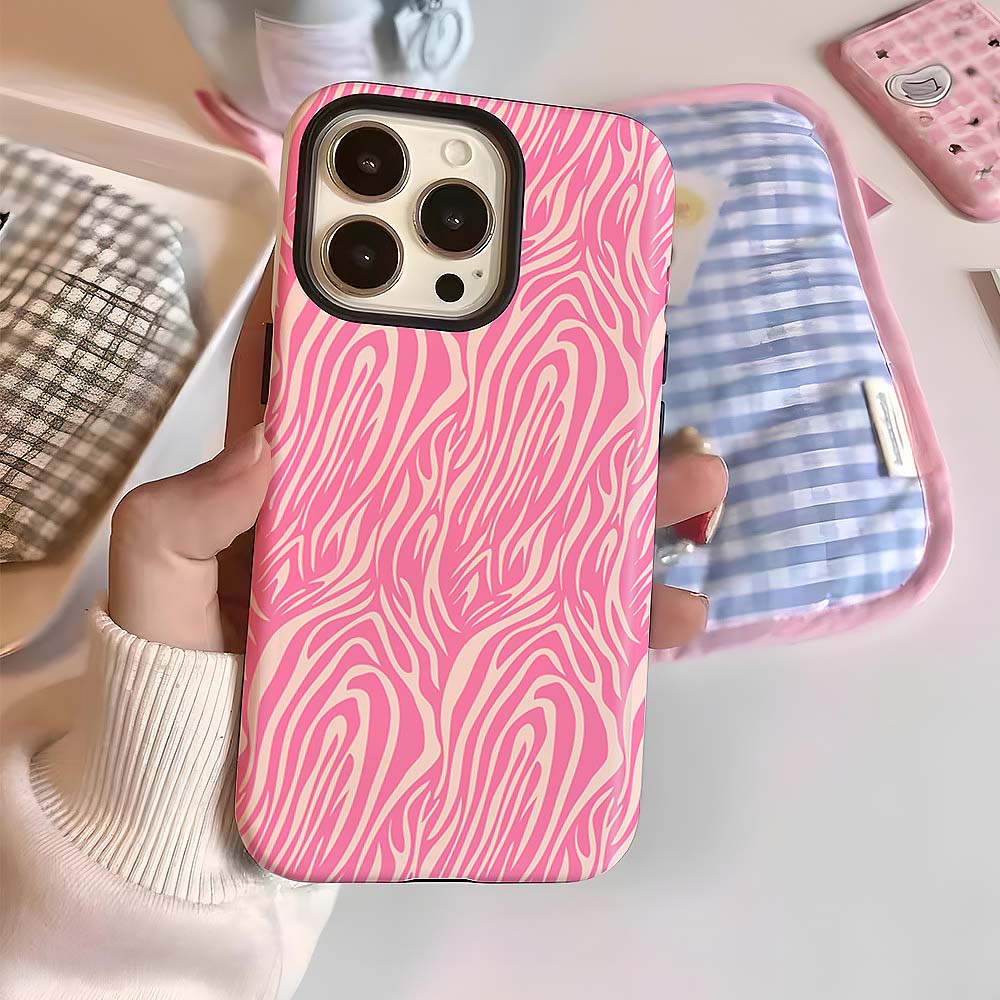 Girly Pink White Zebra Print iPhone Case | ZAKAPOP