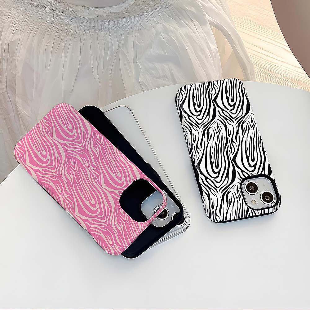 Girly Pink White Zebra Print iPhone Case | ZAKAPOP