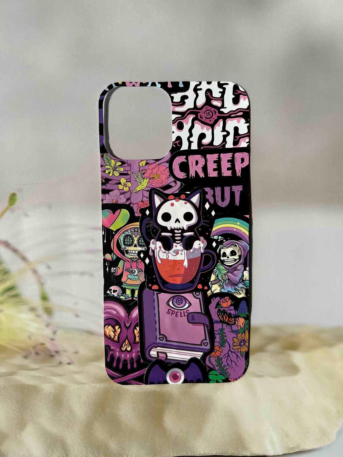 Cute Gothic Tea Cup Skull Cat DIY Phone Case Kit | ZAKAPOP