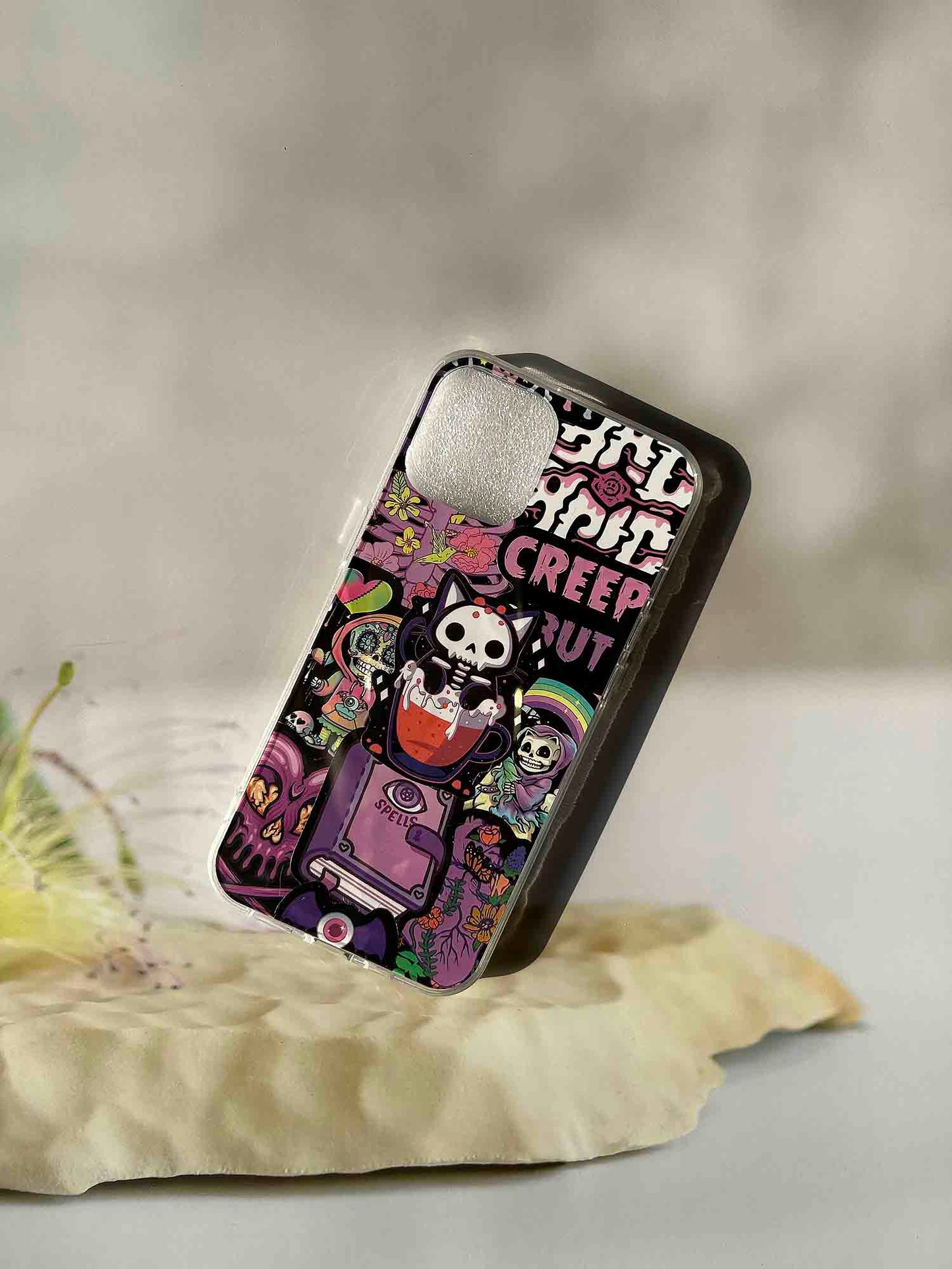 Cute Gothic Tea Cup Skull Cat DIY Phone Case Kit | ZAKAPOP