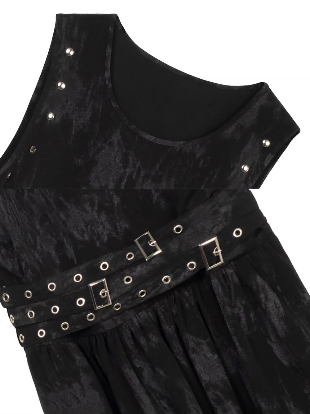 [Presale for 7 days] Gothic Tie-Dye Studded Lace-Up Sleeveless Long Dress | ZAKAPOP