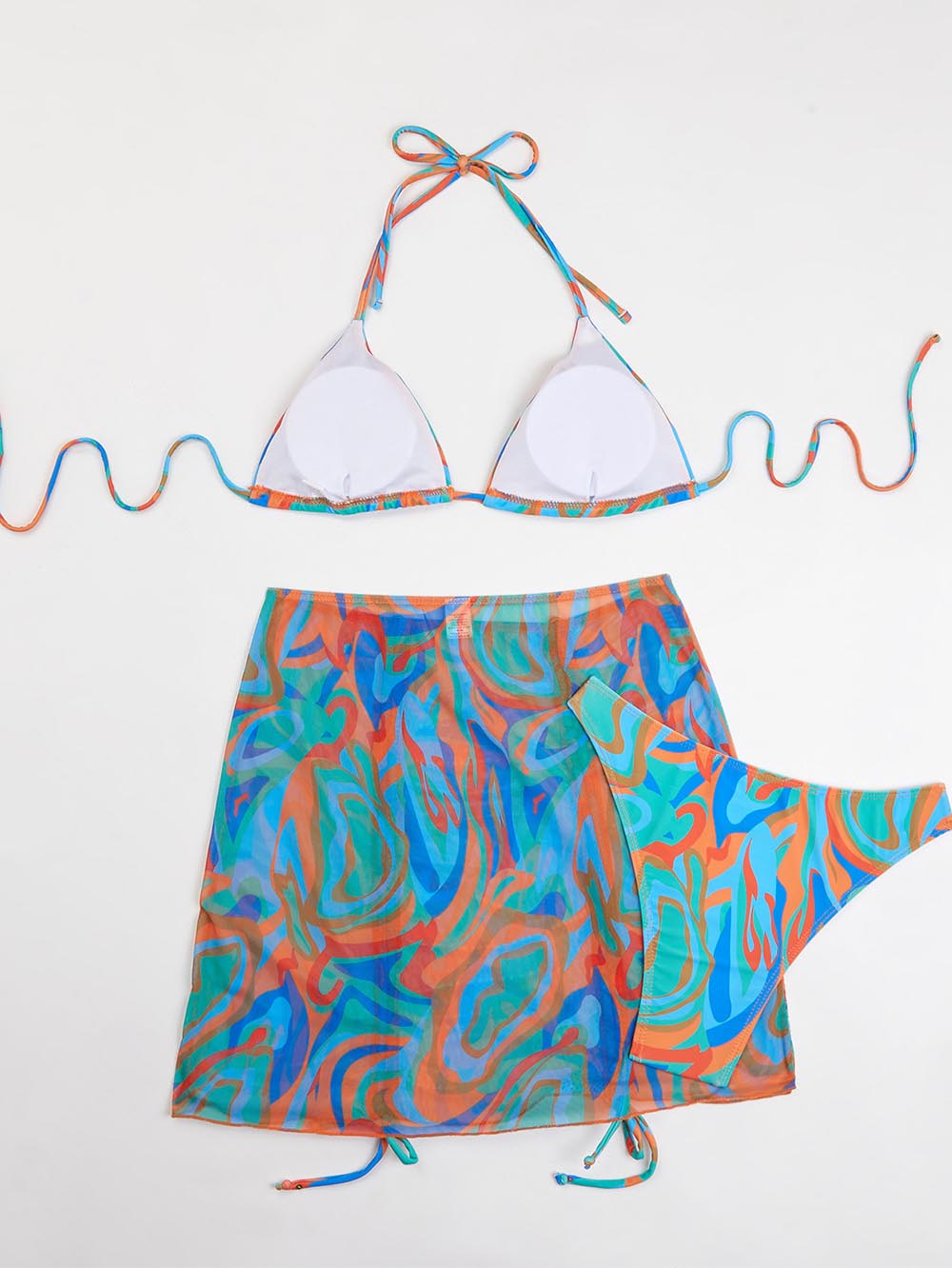 Gradient Tie-Dye Printed Three-Piece Swimsuit Set | ZAKAPOP